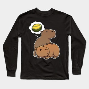 Capybara hungry for Durian Fruit Long Sleeve T-Shirt